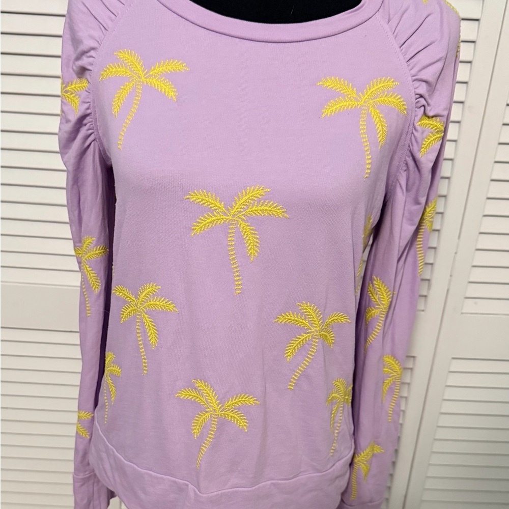 Lilly Pulitzer Aldean Purple Palm Tree Embroidered sweatshirt